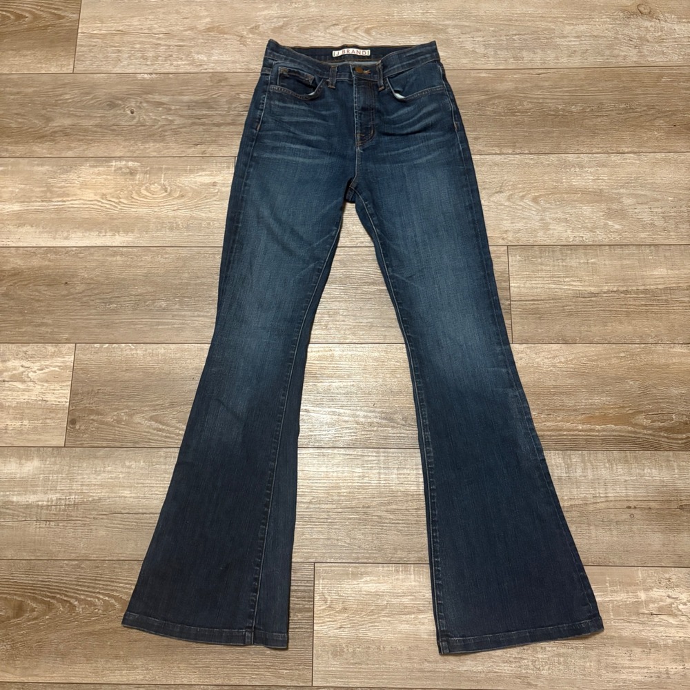 J‎ Brand Flare Jeans Women 27x32 Blue Dark Wash High Rise Stretch Denim Y2K Boho